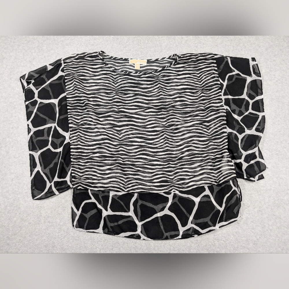 Michael‎ Kors Women Top S/M Oversize Loose Animal Print Boxy Sheer